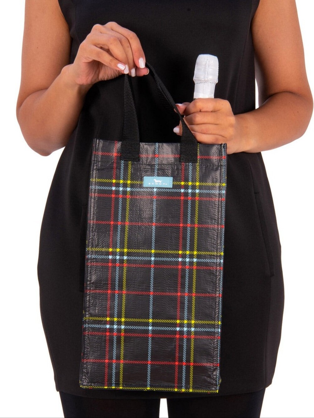 Scout Black Plaid Double Chillah Insulated Wine Tote
